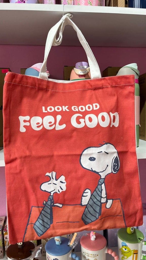 Bolsa Snoopy colores, manta, Tote, roja Feel Good.