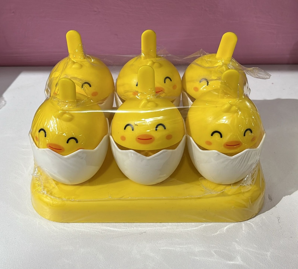 Molde Para Hacer Helados Niños Bebes X 6 Palitos Pollitos Color Amarillo