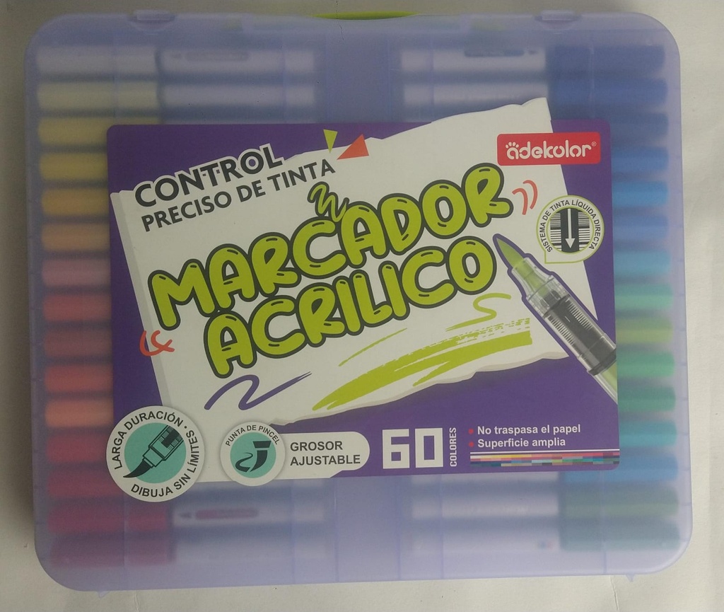 Marcador Acrílico Control Preciso De Tinta 60 pzas ADEKOLOR 