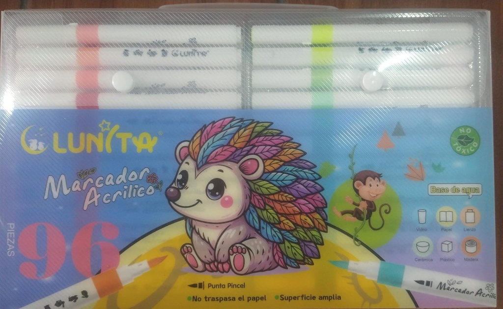 Marcadores Acrílicos Lunita – Gama Profesional Punta Pincel 96 Pza