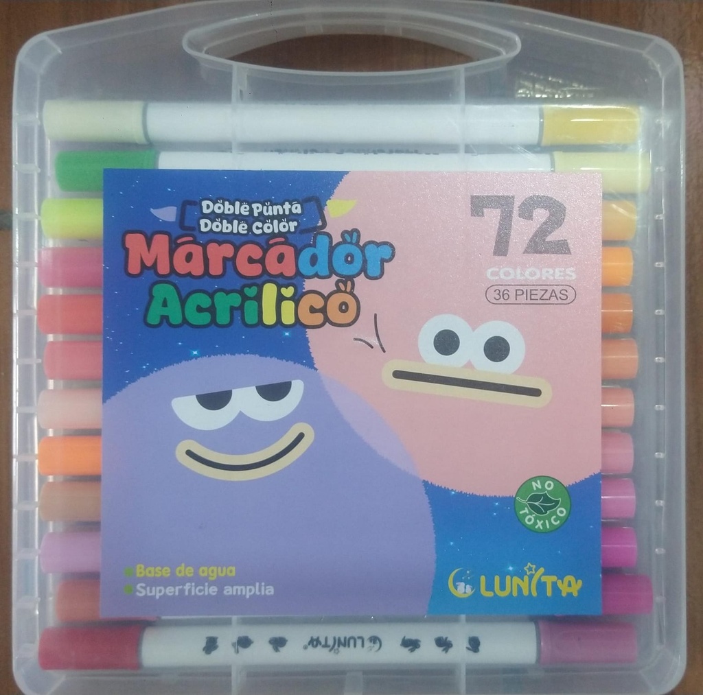Marcador Acrílico superficie amplia 72 pza 