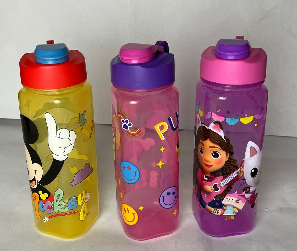 Botellas de agua de plástico para niñas,  reutilizables para el hogar, la escuela y los deportes
