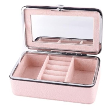 Joyero Organizador Con Espejo Chico Estuche  Color Rosa