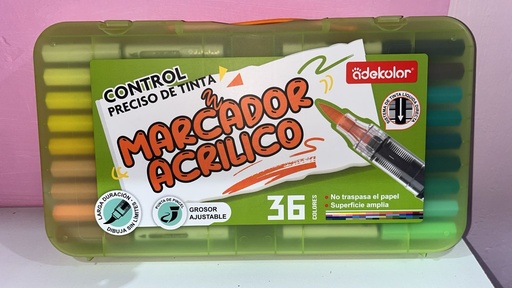 Marcador acrílico 36 colores, Adekolor, plumón, plumones, tinta.