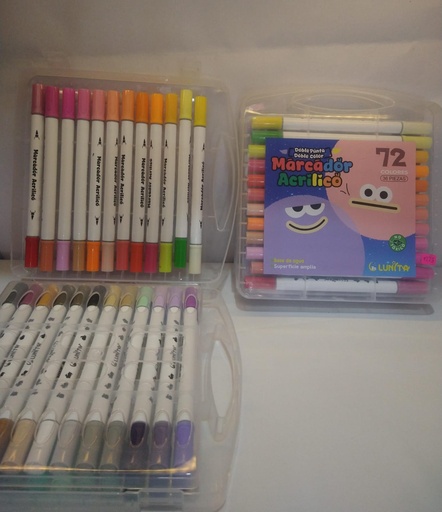 Marcador acrílico, doble punta, 36 piezas, base agua