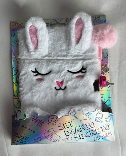 Set Diario Secreto Conejo de Peluche con Candado y Pluma