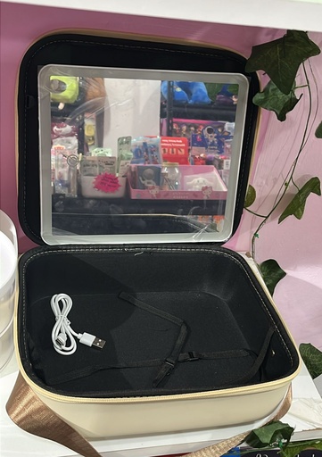  Bolsa de Maquillaje de Viaje con Espejo LED, Organizador de Maquillaje