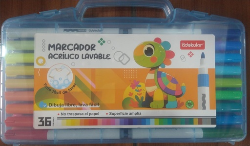 Marcador Acrilico Lavable 36 pza ADEKOLOR 