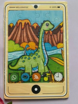  Rompecabezas De Madera Con Patrón De Dinosaurio Y Modelo De Teléfono 